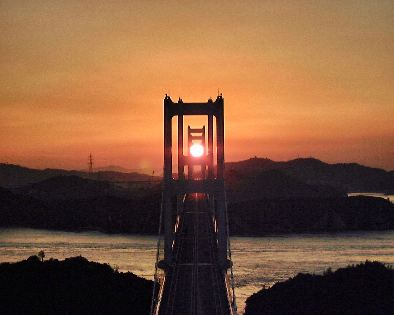 Sunset through the Kurushima Straits Bridge, Imabari